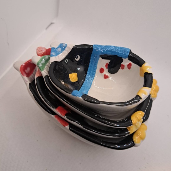 World Market Set Of 4 Ceramic Penguin Measuring Cups Holiday Christmas - Picture 2 of 7